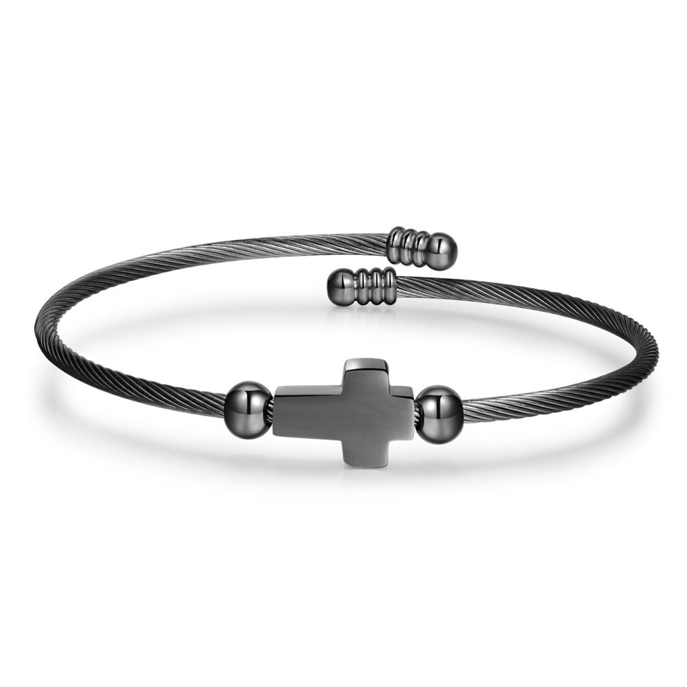 Retro personalized stainless steel wrapped geometric bracelet
